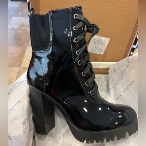 Patent leather bootie lug boot